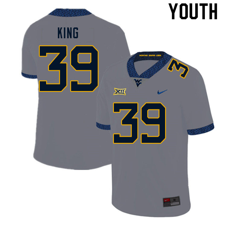 Youth #39 Danny King West Virginia Mountaineers College Football Jerseys Sale-Gray